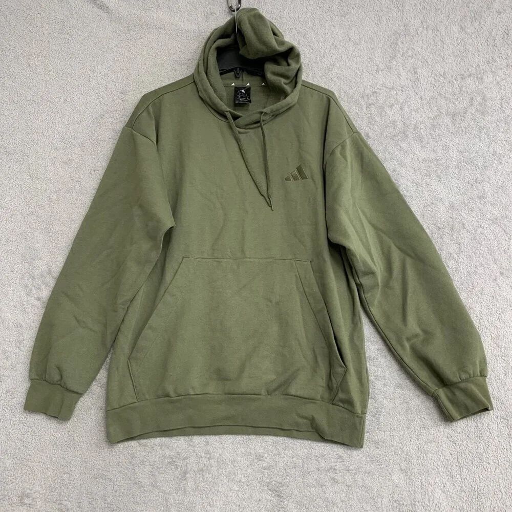Adidas Men's Size L Olive Green Pullover Hoodie With Kangaroo Pocket G1967